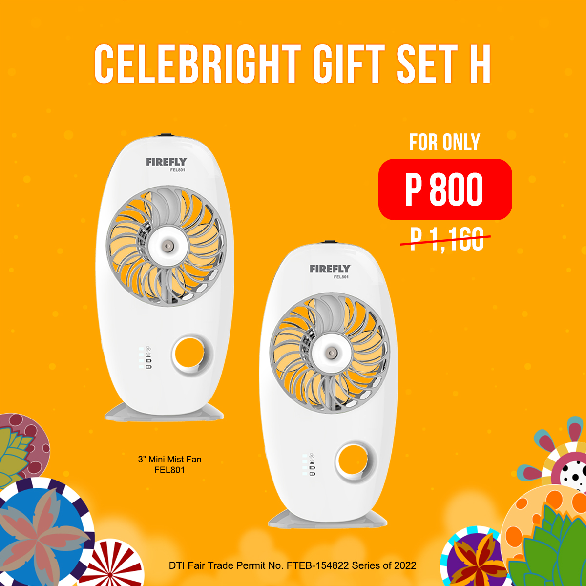 Firefly 3 inch Multifunction Handy Mist Fan 2 pcs. Gift Set