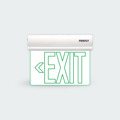 Firefly Single-Faced Exit Light with Wall / Ceiling Mount Option (Exit Left Arrow)