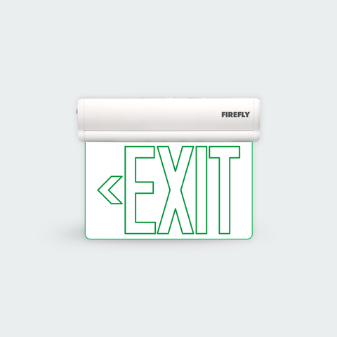 Firefly Single-Faced Exit Light with Wall / Ceiling Mount Option (Exit Left Arrow)