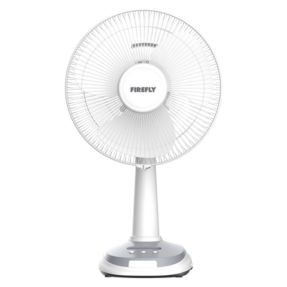 Firefly 12" Rechargeable Desk Fan with Emergency Solar Panel and Lamps