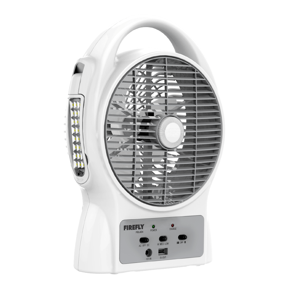 Firefly Rechargeable 8" Oscillating 3-Speed Fan w/ USB Charging Port