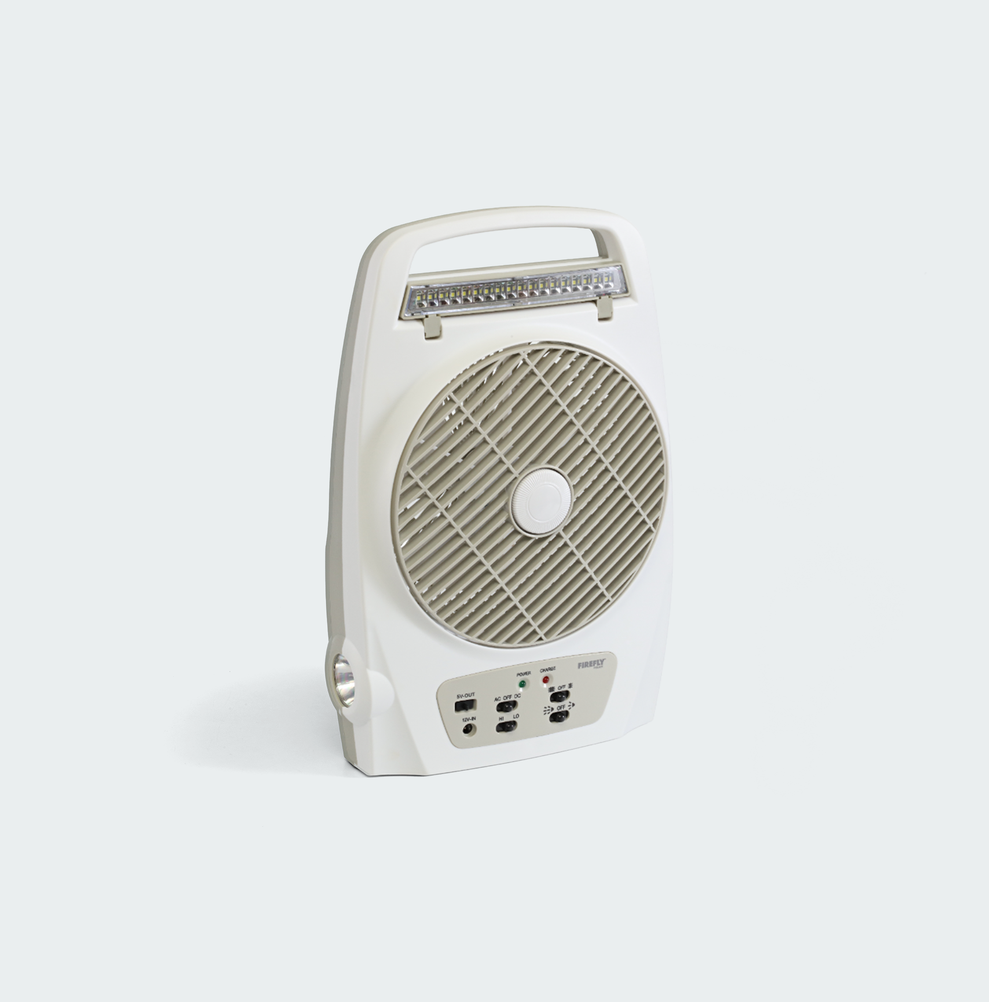 Firefly Rechargeable LED 8" Oscillating 2-Speed w/ 18 LED Desk Light