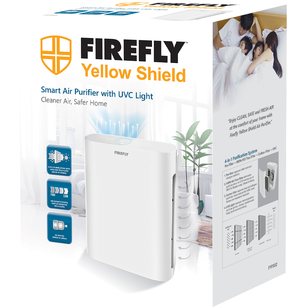 Firefly Yellow Shield Smart Air Purifier with UVC Light