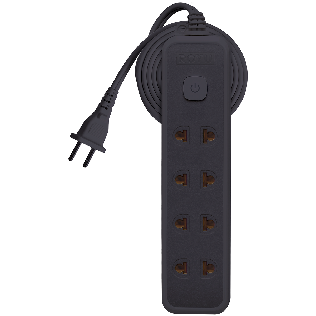 ROYU 4 Universal Outlet +1 Flat Pin Extension Cord with Push Button Switch (6M Extension)