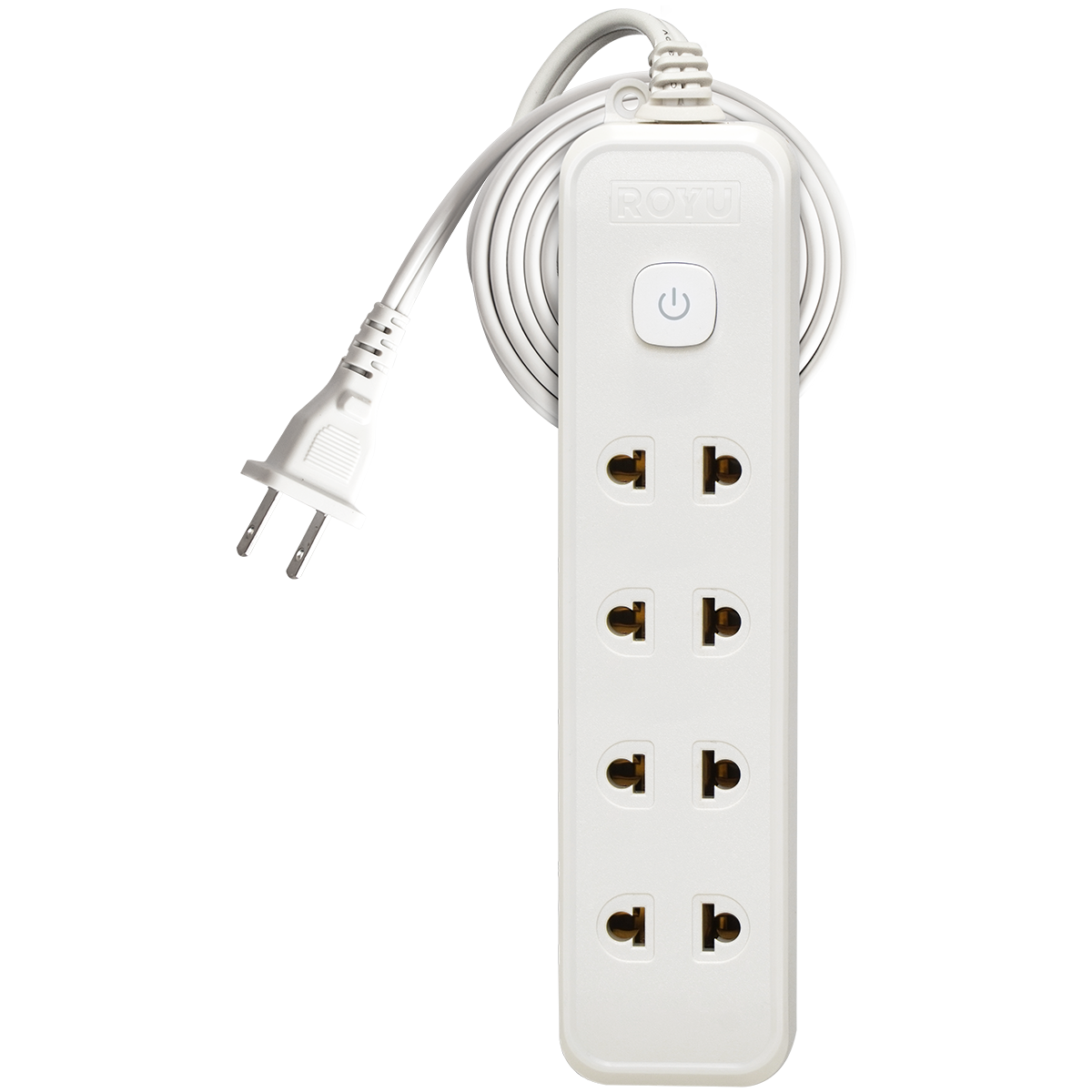 ROYU 4 Universal Outlet +1 Flat Pin Extension Cord with Push Button Switch (6M Extension)