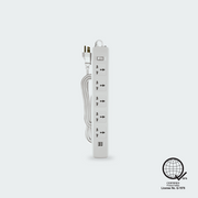 ROYU 5 Gang Power Extension Cord with One Master Switch and 2 USB