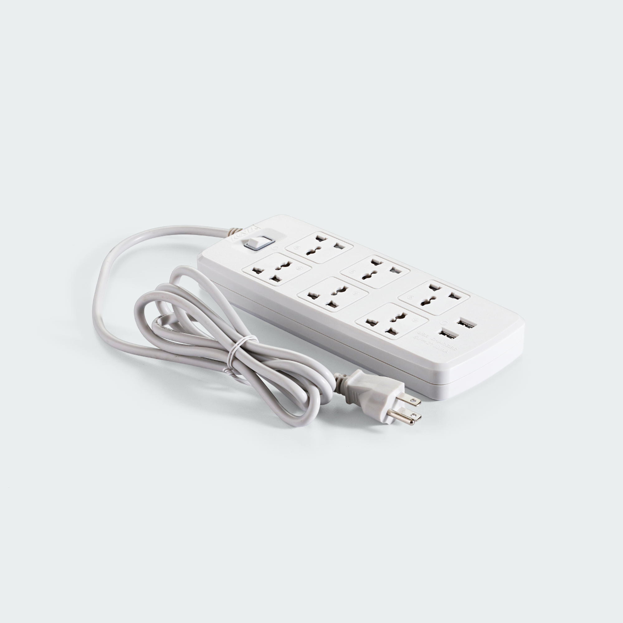 ROYU 6 Gang Power Extension Cord with One Master Swtich and 2 USB
