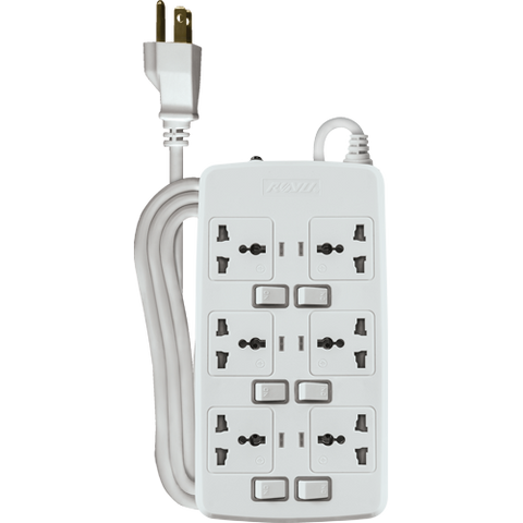 ROYU 6 Gang Power Extension Cord with Individual Switches