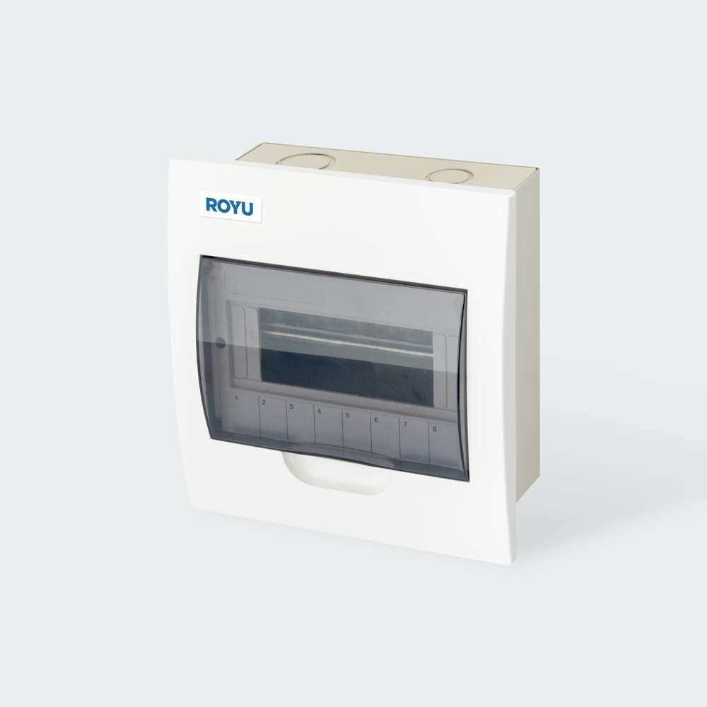 ROYU Metal Panel Box with Polycarbonate Cover - 8 Branches