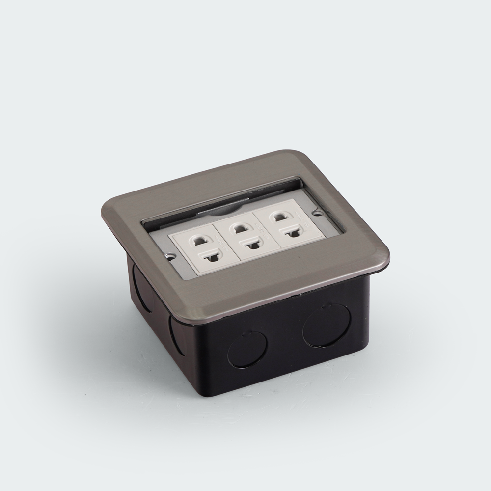 ROYU Floor Receptacle with 3 Gang Universal Outlet - Titanium