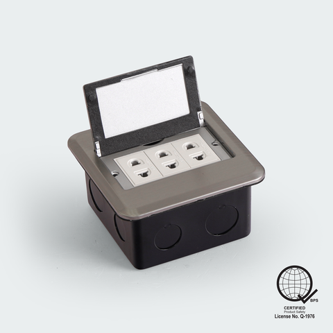 ROYU Floor Receptacle with 3 Gang Universal Outlet - Titanium