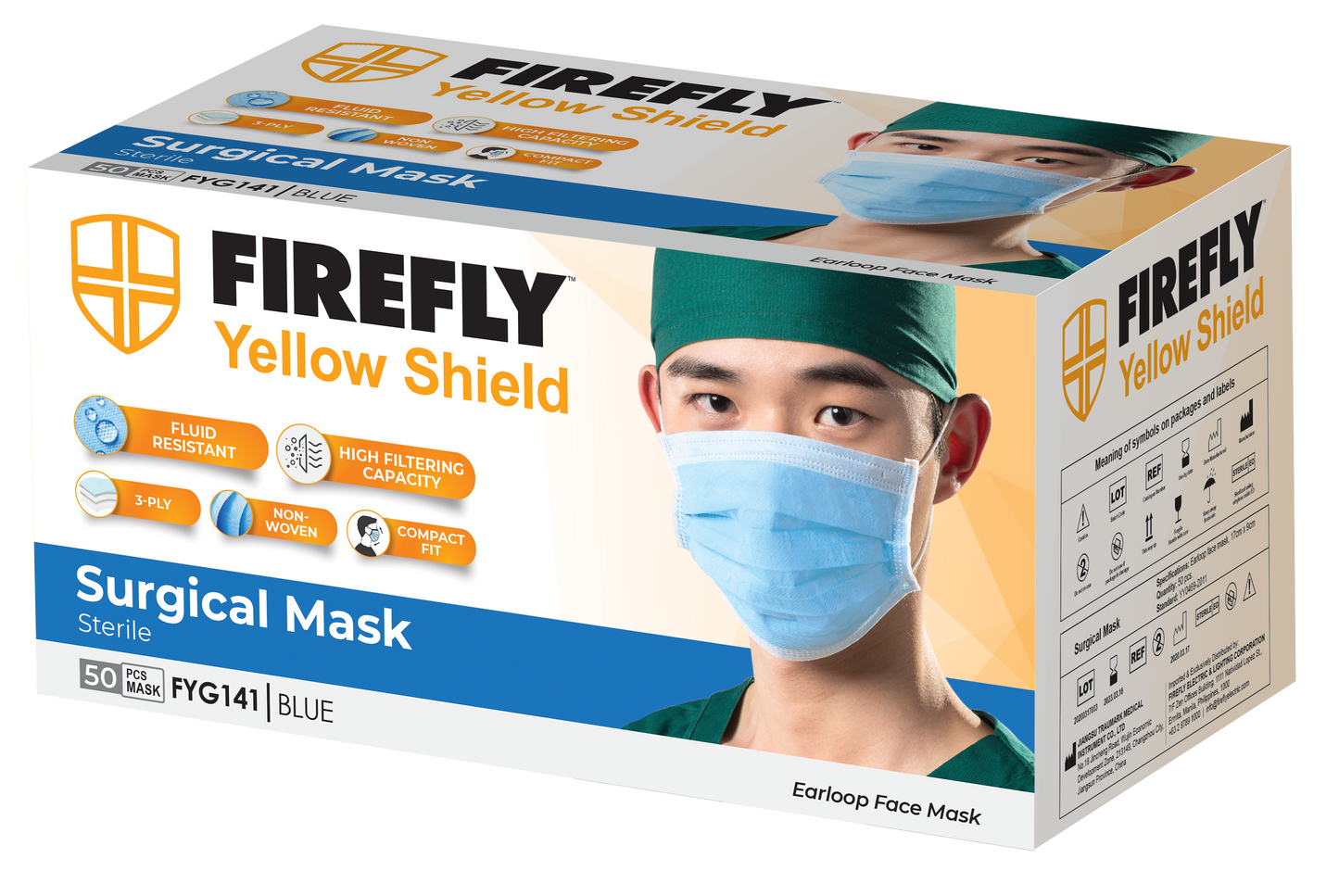 Frefly Yellow Shield Surgical Mask (Sterile) 50pcs/Pack